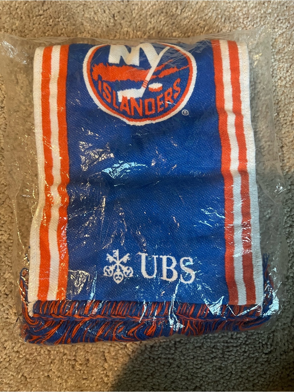 NY Islanders Blue and Orange Knit Team Scarf by
